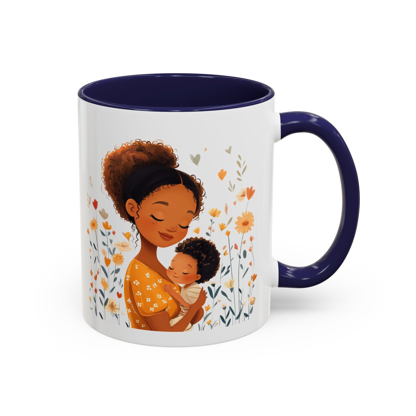 Warmth & Love Mug, Floral Mother & Child Coffee Cup, Gift for Mom, Cozy Drinkware, Baby Shower Mug, Family Bonding