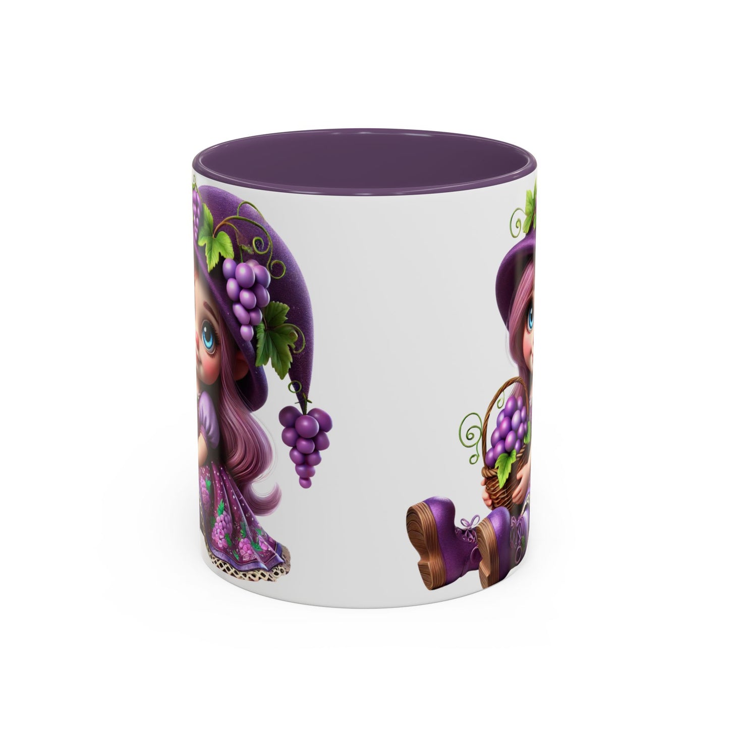 Whimsical Grape Girl Coffee Mug - Fun 11oz & 15oz Accent Mugs for Kids and Wine Lovers