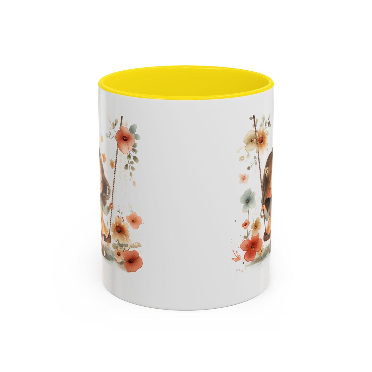 Floral Swing Coffee Mug - Whimsical Flower Design, Cute Gift for Tea Lovers, Boho Kitchen Decor, Birthday, Mother's Day