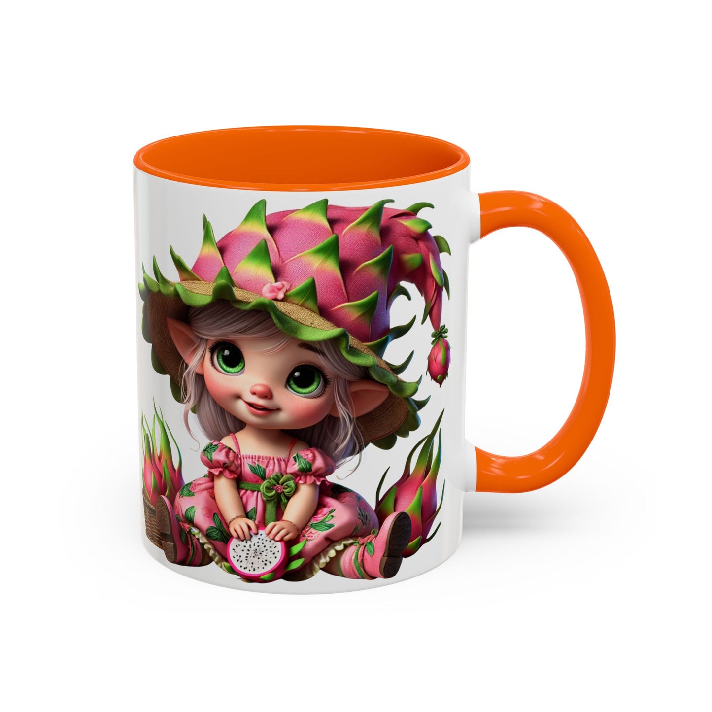 Whimsical Dragon Fruit Character Coffee Mug - Perfect for Plant Lovers & Fantasy Fans