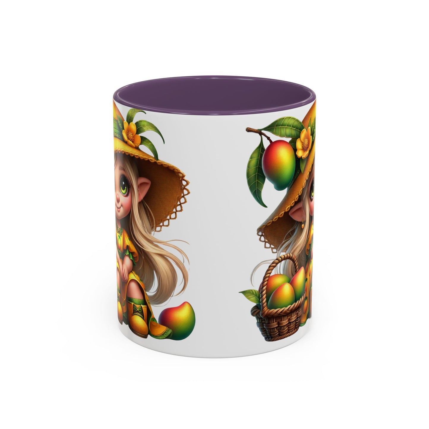 Whimsical Mango Fairy Coffee Mug - Cute Illustrative Design for Fruit Lovers