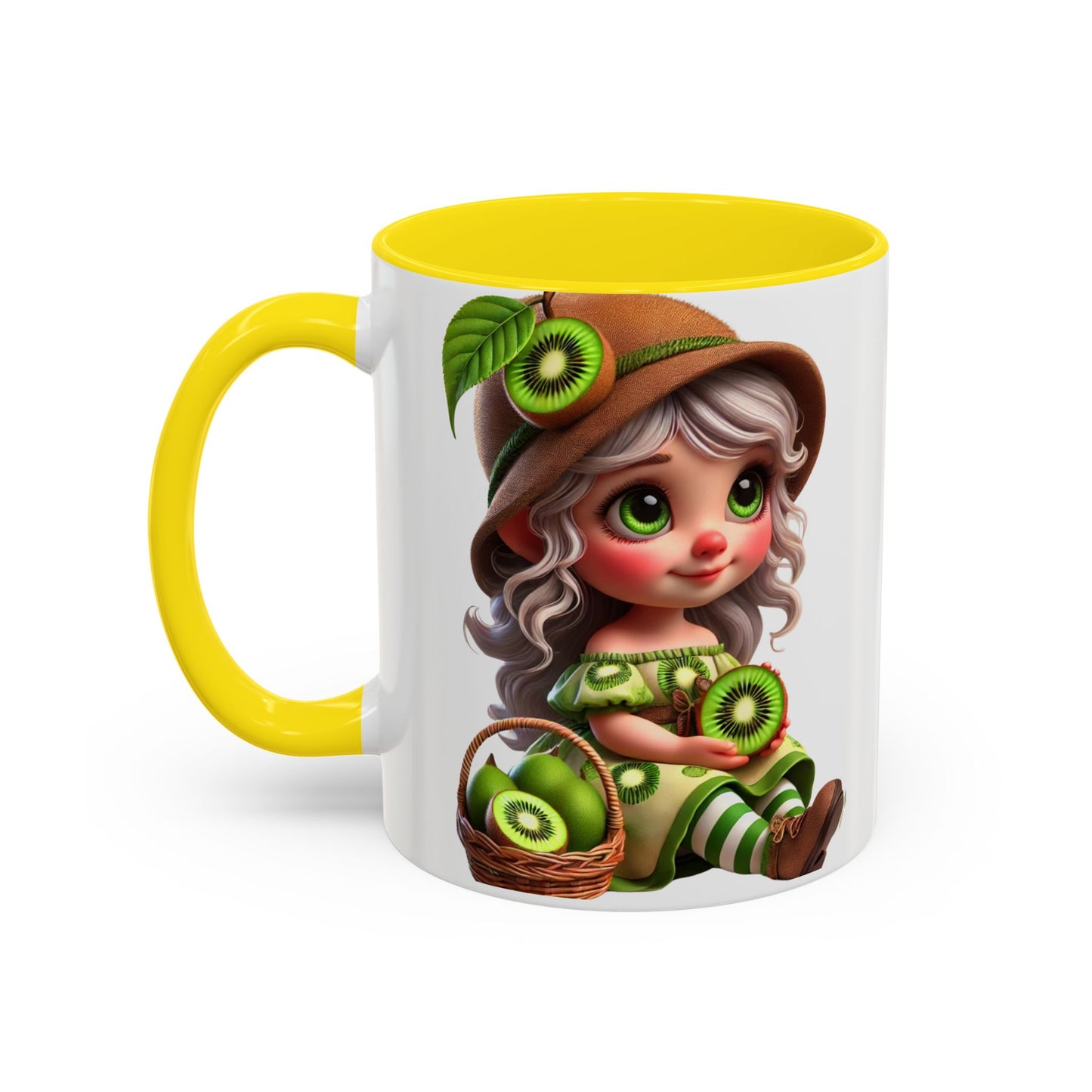 Whimsical Kiwi Accent Coffee Mug - Adorable Greenery Design for Nature Lovers