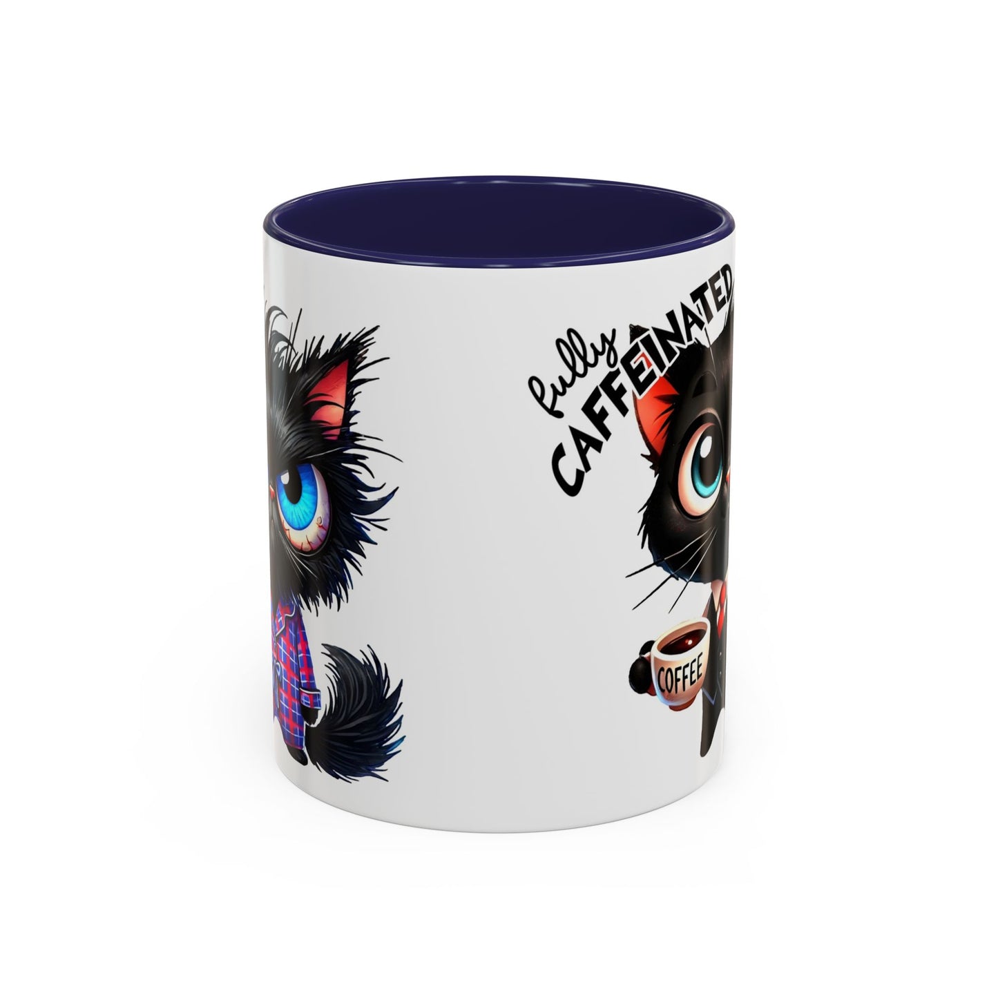 Whimsical Cat-Themed Coffee Mug, Fully Caffeinated, Gift for Cat Lovers, Fun Kitchen Decor, Birthday Gift, Unique Coffee Lover Mug