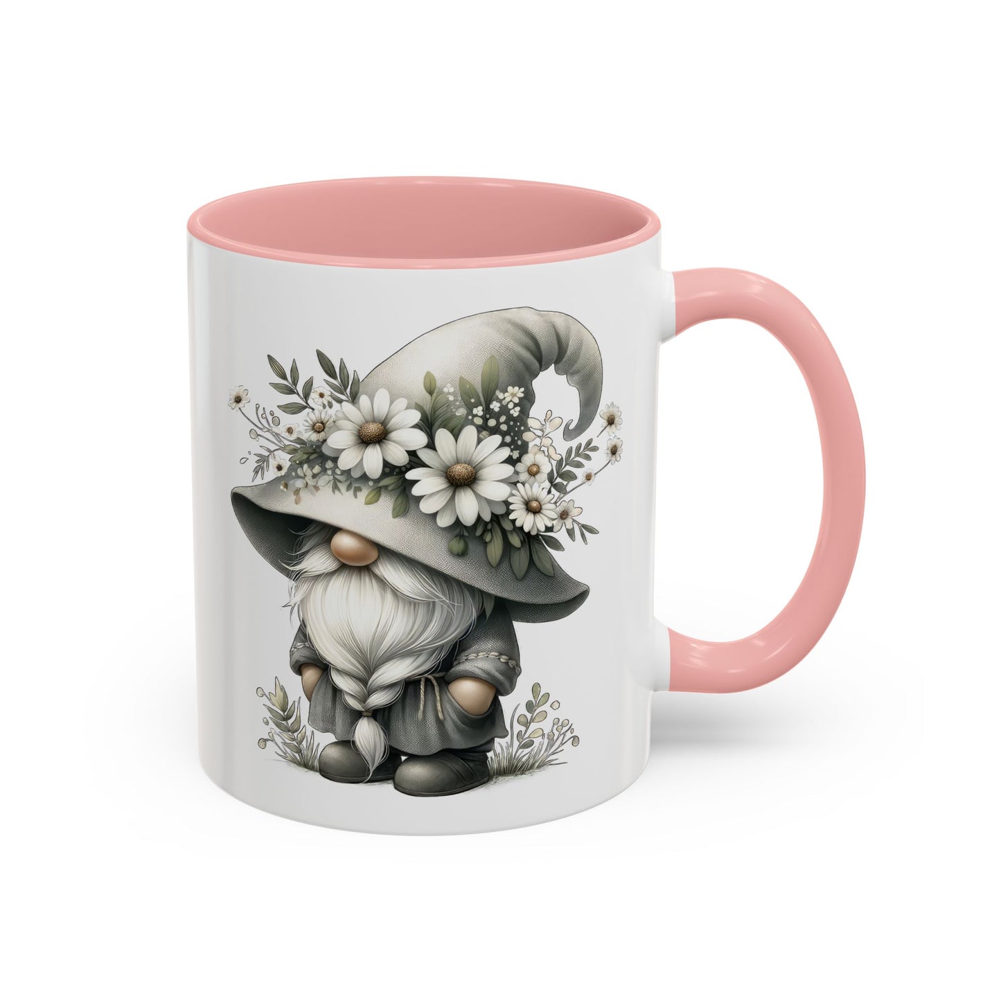 Whimsical Gnome Coffee Mug, Cute Floral Mug, Gift for Garden Lovers, Accent Mug for Coffee, Tea, and Hot Cocoa