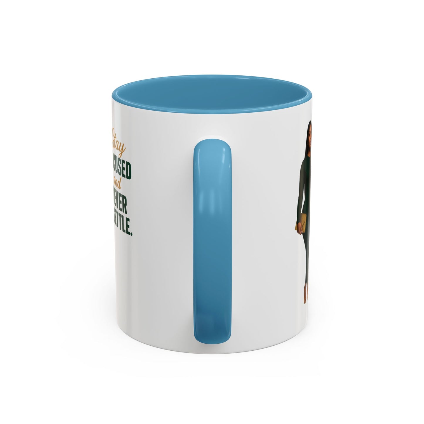 Motivational Accent Coffee Mug - Stay Focused and Never Settle | Inspirational Gift, Coffee Lover, Office Decor, Home Kitchen