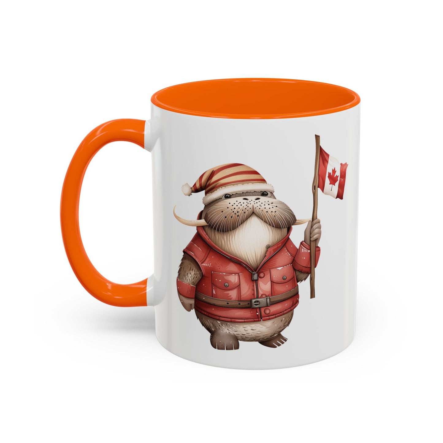 Canadian Holiday Accent Coffee Mug - Adorable Walrus with Flag, Gift for Canada Day, Cute Decor, Coffee Lover, Kitchen Accessory
