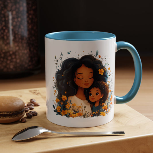 Floral Mom and Daughter Coffee Mug, Mother's Day Gift, Family Bonding, Tea Cup, Inspirational Mug, Cozy Drinkware