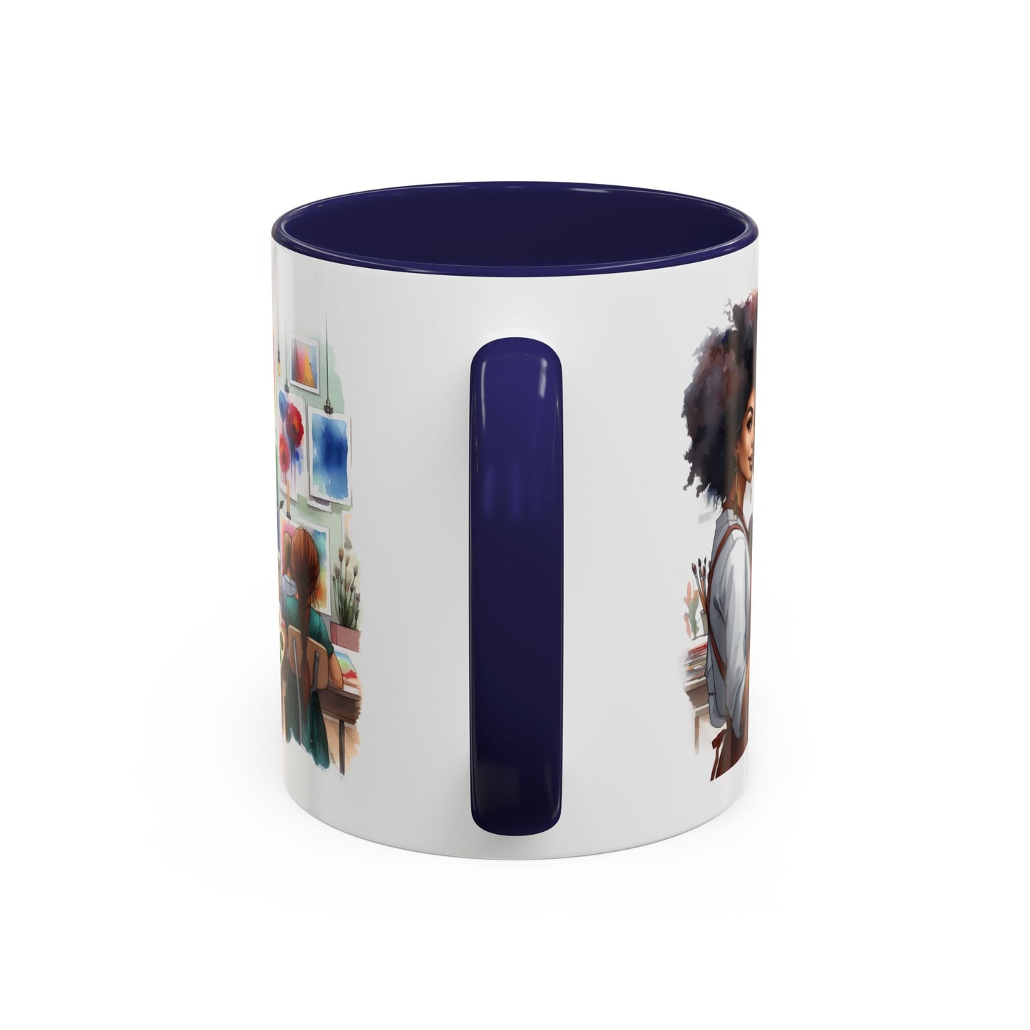 Artistic Creative Coffee Mug for Artists, Unique Mug Gift, Black Handle Ceramic Cup, Inspirational Art Lover Drinkware, Paint Palette Design