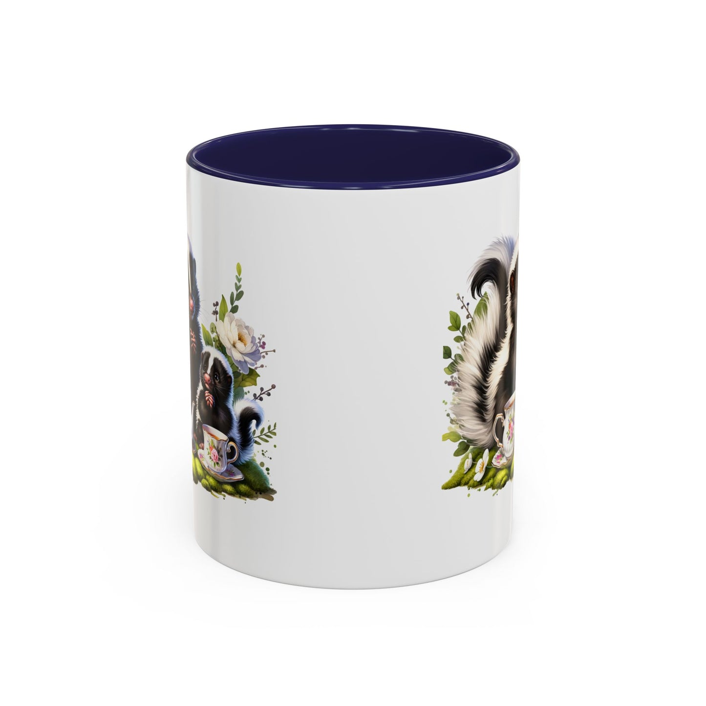 Whimsical Skunk Accent Coffee Mug - Cute Animal Art, Gift for Nature Lovers, Floral Design, Tea and Coffee Enthusiasts, Home Decor
