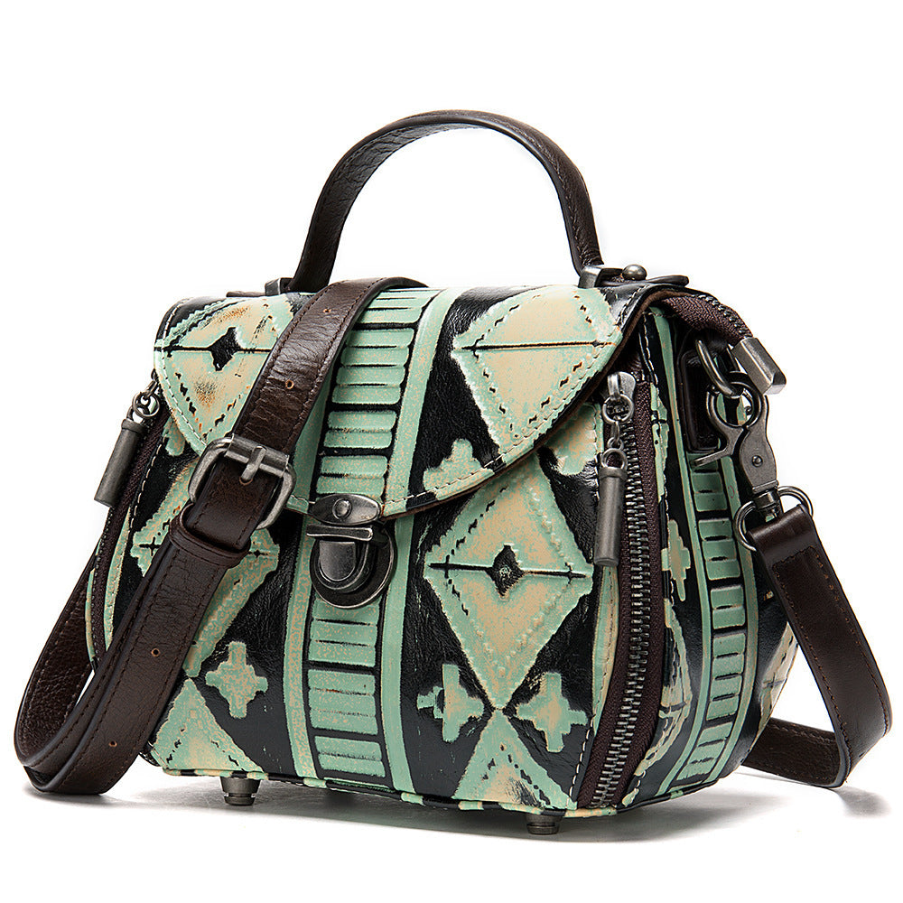 Women's embossed leather shoulder bag