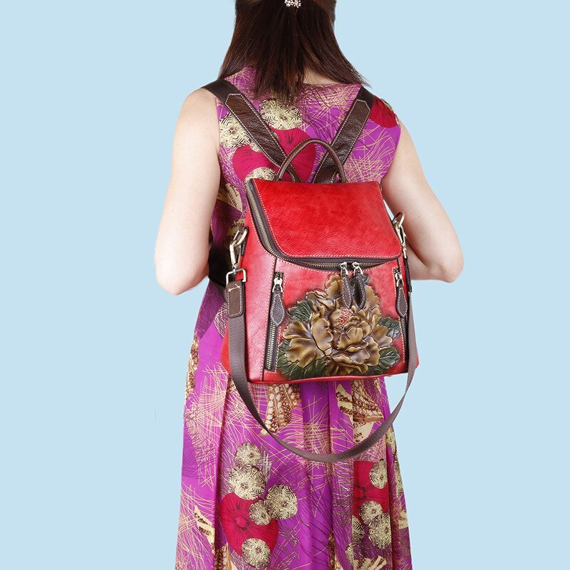 Large Capacity Full Head Leather Bag With One Shoulder