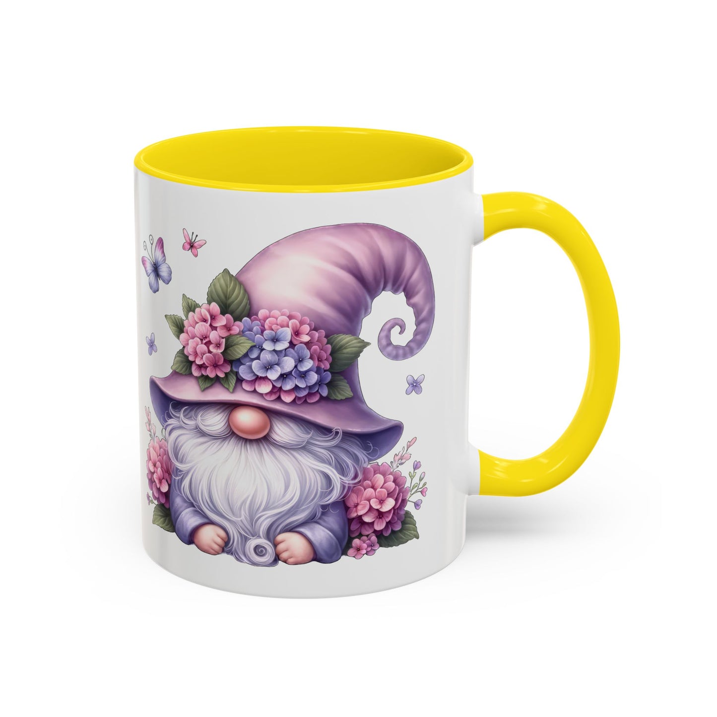 Gnome Floral Accent Coffee Mug, Cute Gnome Mug, Gift for Garden Lovers, Mother's Day Coffee Cup, Spring Decor, Personalized Mug