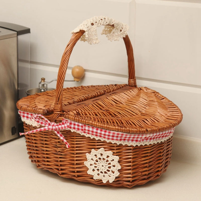Idyllic fruit basket picnic basket