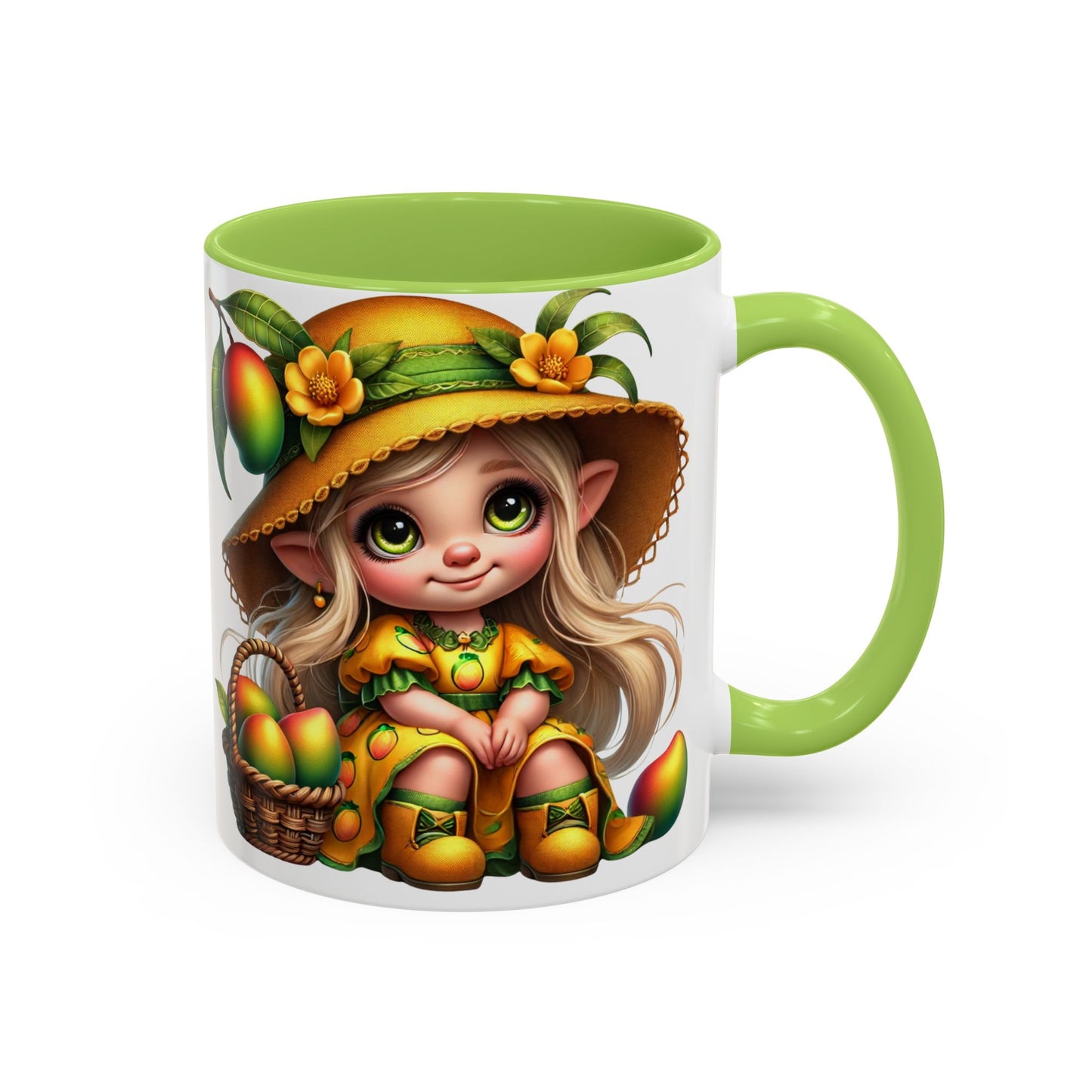 Cute Mango Fairy Accent Coffee Mug - Whimsical 11oz & 15oz