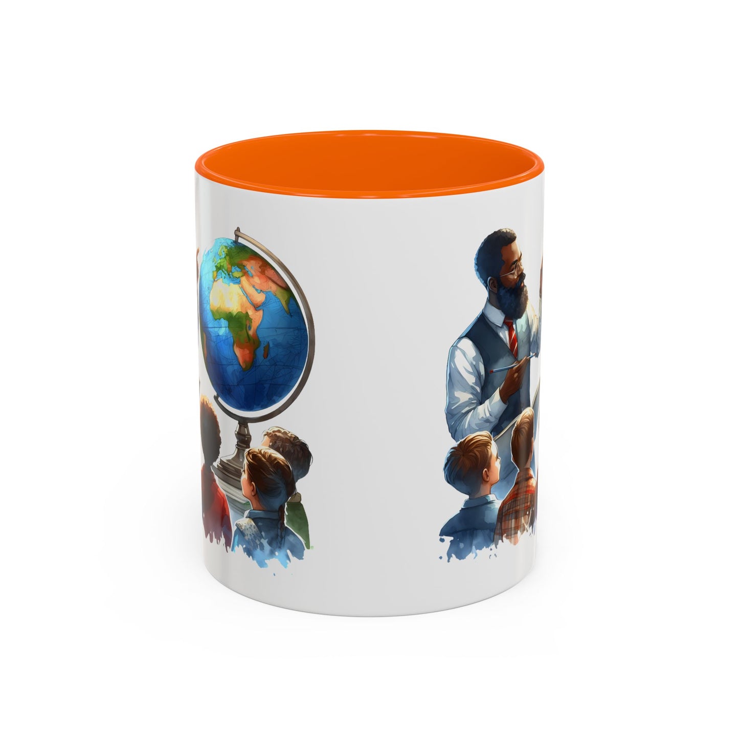 World Teacher Accent Coffee Mug - Inspiring Gift for Educators, Classroom Decor, Study Sessions, Teacher Appreciation, Travel Enthusiasts