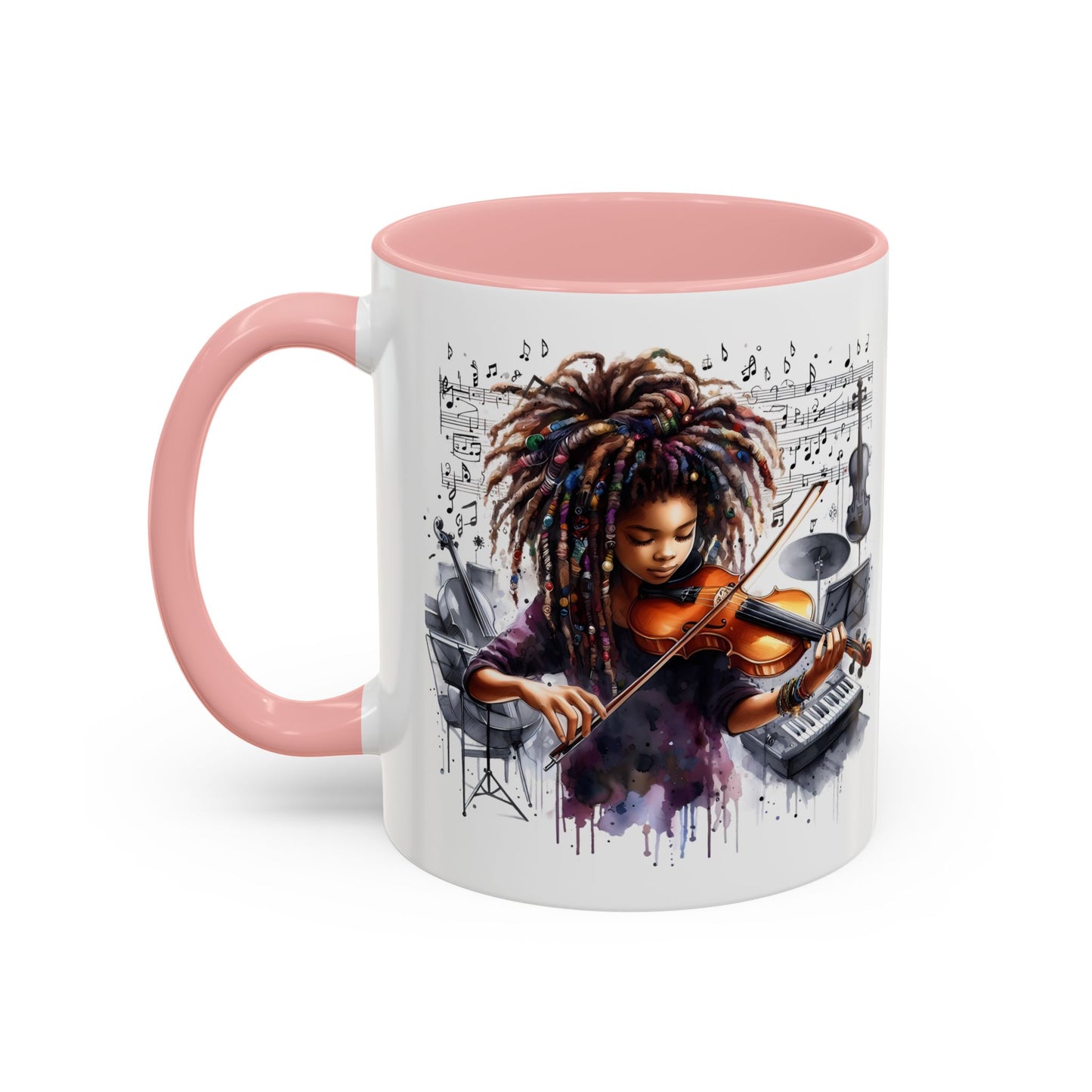 Musical Accent Coffee Mug, Music Lover Gift, Black and White Mug, Jazz Theme Mug, Artist Appreciation