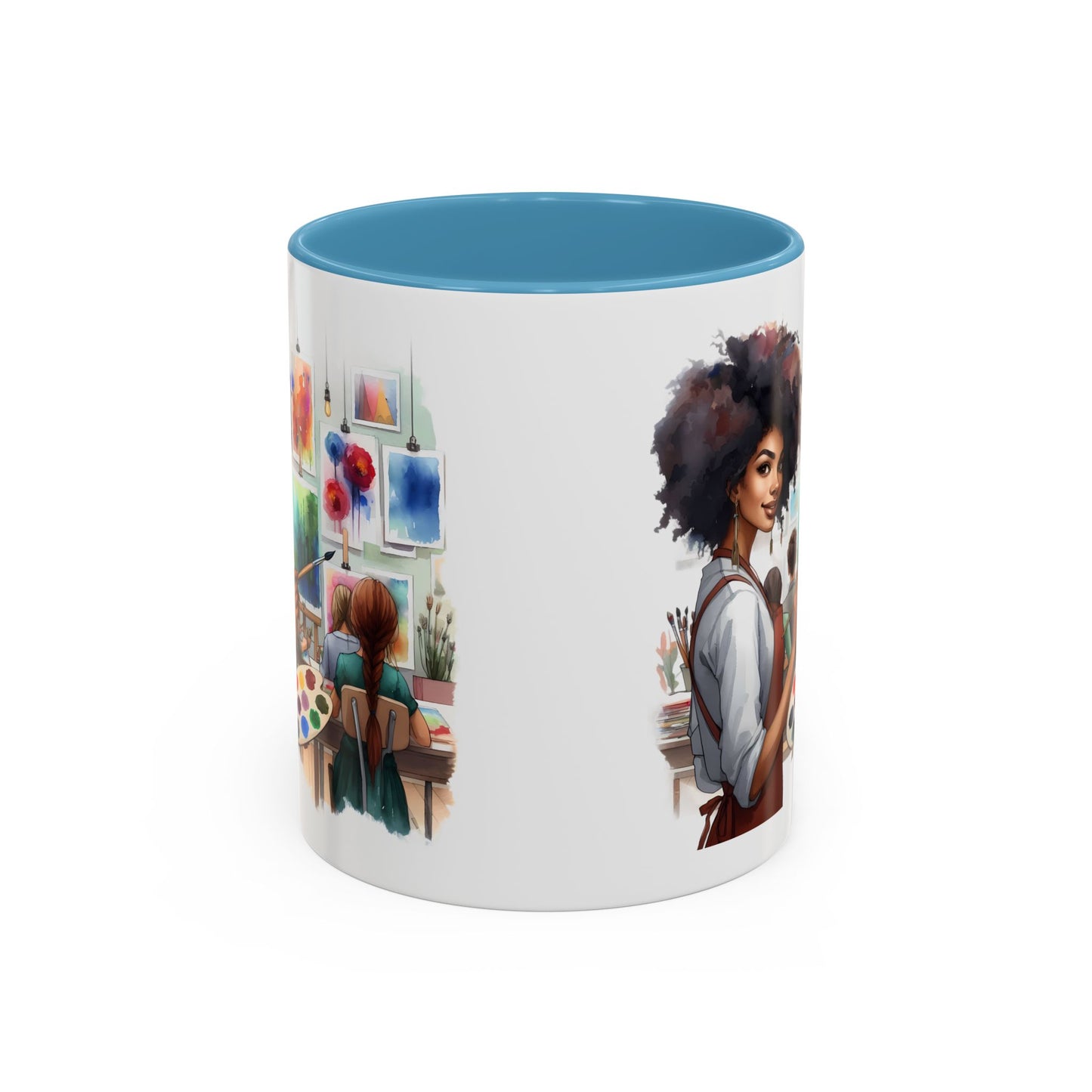 Artistic Creative Coffee Mug for Artists, Unique Mug Gift, Black Handle Ceramic Cup, Inspirational Art Lover Drinkware, Paint Palette Design