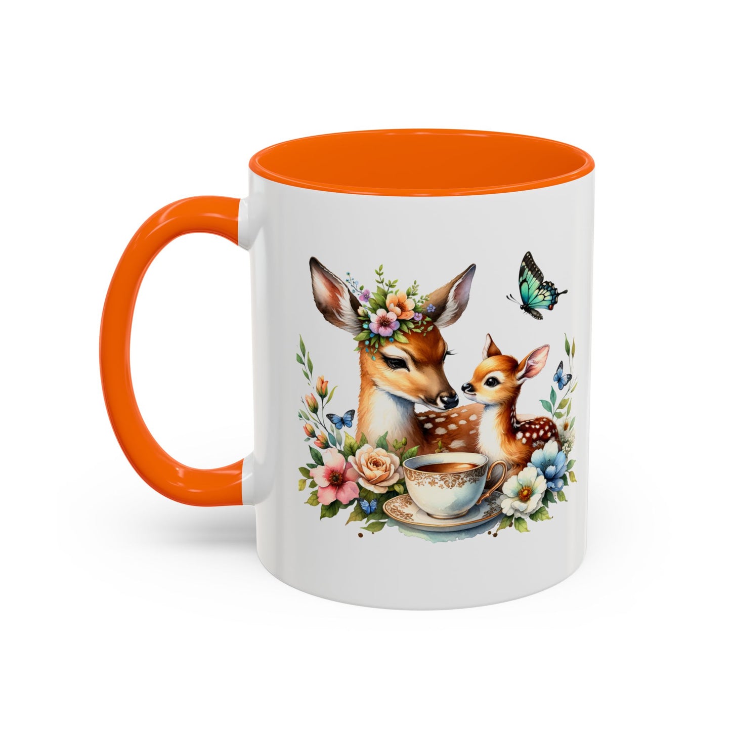 Charming Forest Friends Mug, Gift for Nature Lovers, Cute Coffee Mug, Deer and Floral Design, Mother's Day Present