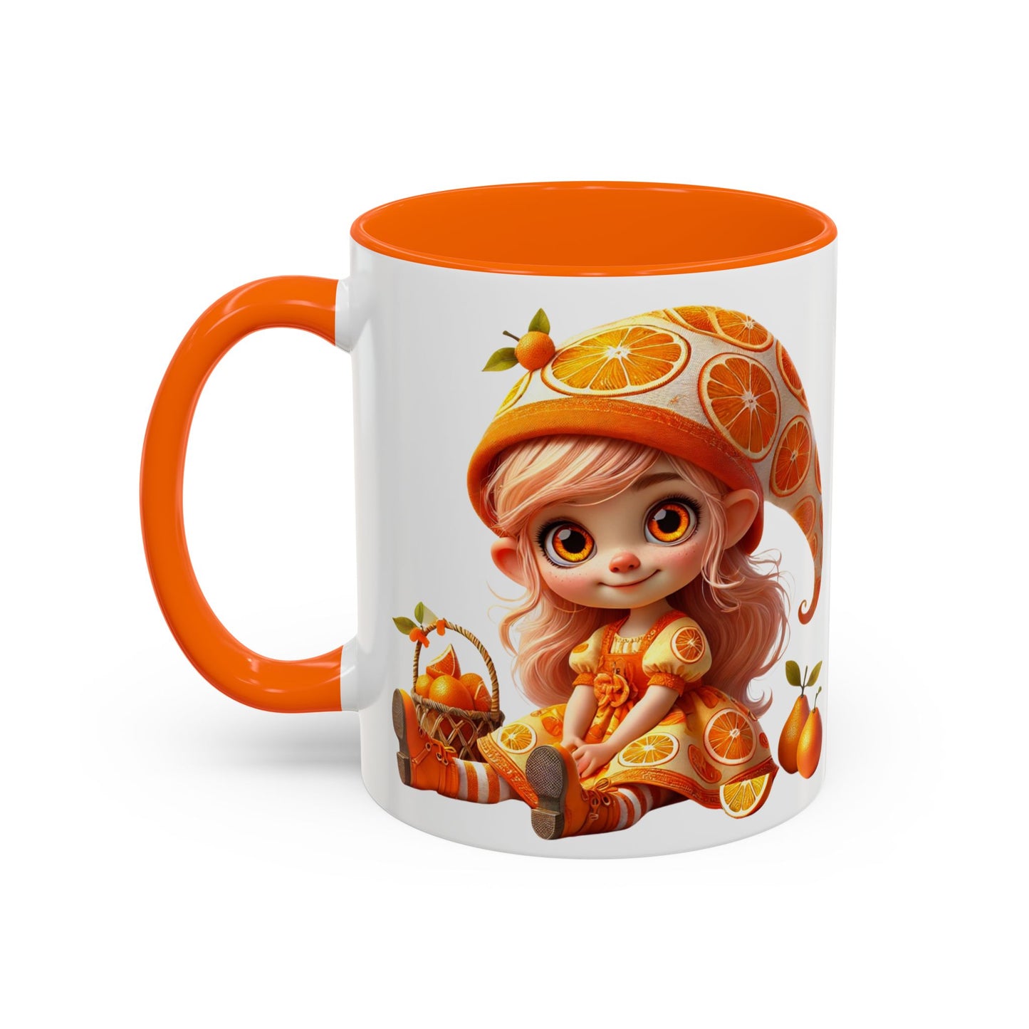 Whimsical Orange-Themed Coffee Mug, Cute Ceramic Cup for Fruit Lovers, Ideal Gift for Halloween, Birthdays, and Orange Enthusiasts
