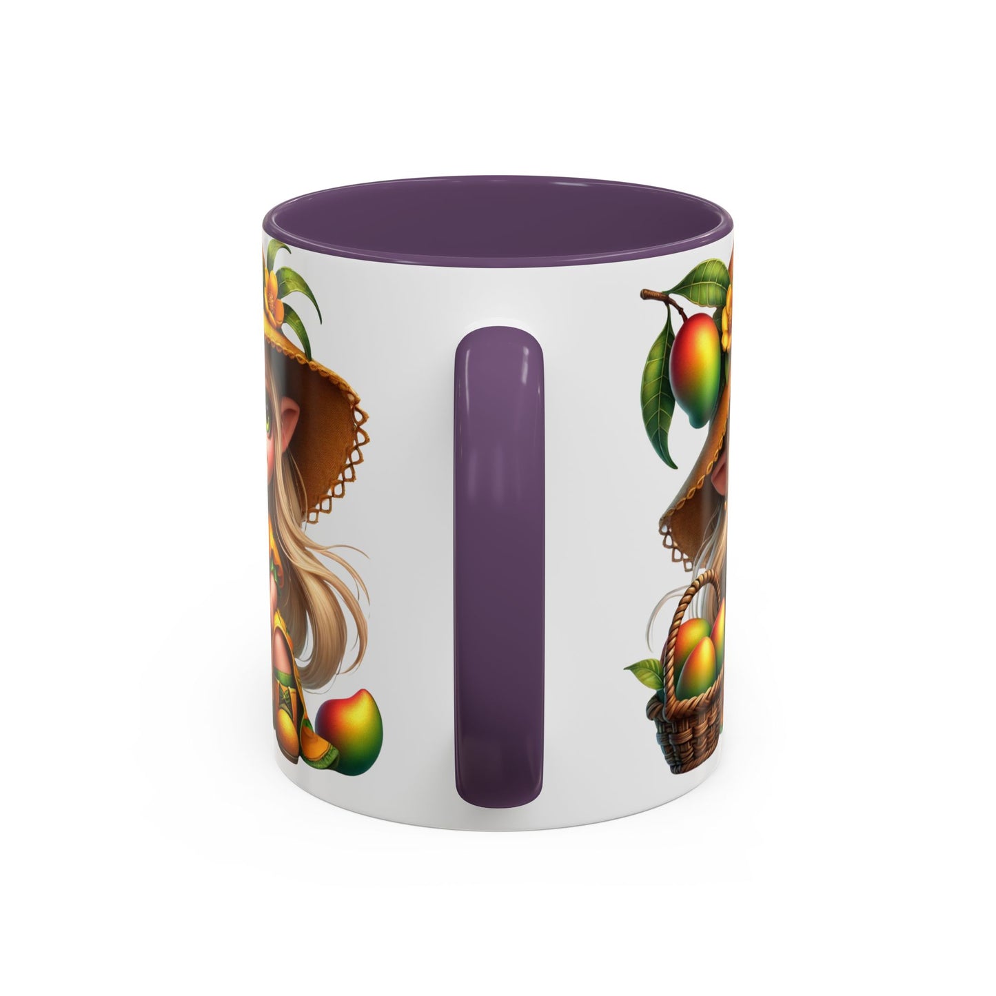 Whimsical Mango Fairy Coffee Mug - Cute Illustrative Design for Fruit Lovers