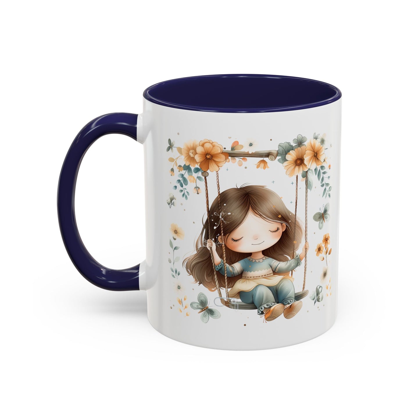 Whimsical Floral Swing Accent Coffee Mug, Cute Gift for Tea Lovers, Cozy Home Decor, Ideal for Birthdays, Mother’s Day, Girlfriend Gift