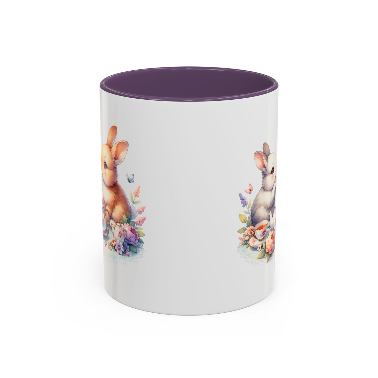 Whimsical Bunny Coffee Mug, Cute Bunny Mug for Spring, Easter Gift, Floral Rabbit Mug, Fun Coffee Cup