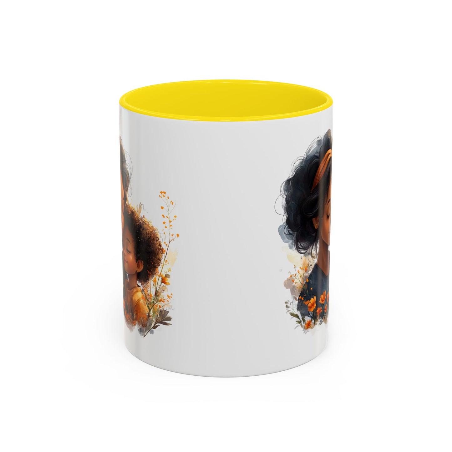 Vibrant Floral Mama & Child Coffee Mug, Black Handle Tea Cup, Perfect Gift for Moms, Cute Nursery Décor, Inspirational Homeware