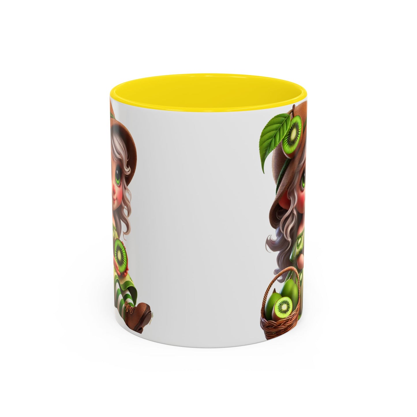 Whimsical Kiwi Accent Coffee Mug - Adorable Greenery Design for Nature Lovers