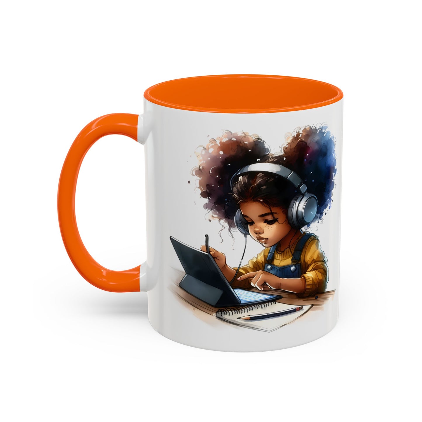 Vibrant Kid's Study Mug, Art Inspired Coffee Cup, Black Handle Tea Mug, Creative Gift for Students, Birthday Present