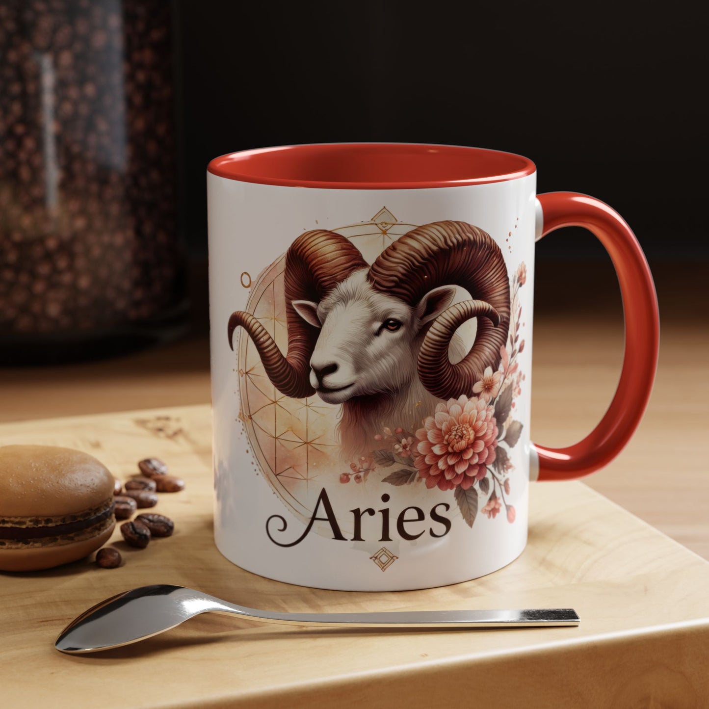 Aries Zodiac Coffee Mug - Astrological Floral Design - Perfect Gift for Astrology Lovers
