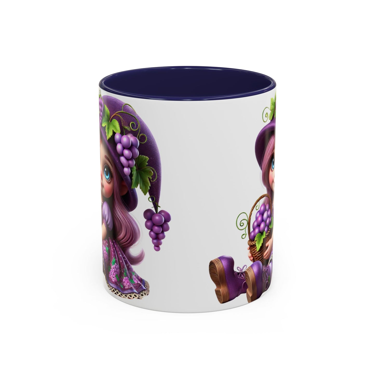 Whimsical Grape Girl Coffee Mug - Fun 11oz & 15oz Accent Mugs for Kids and Wine Lovers