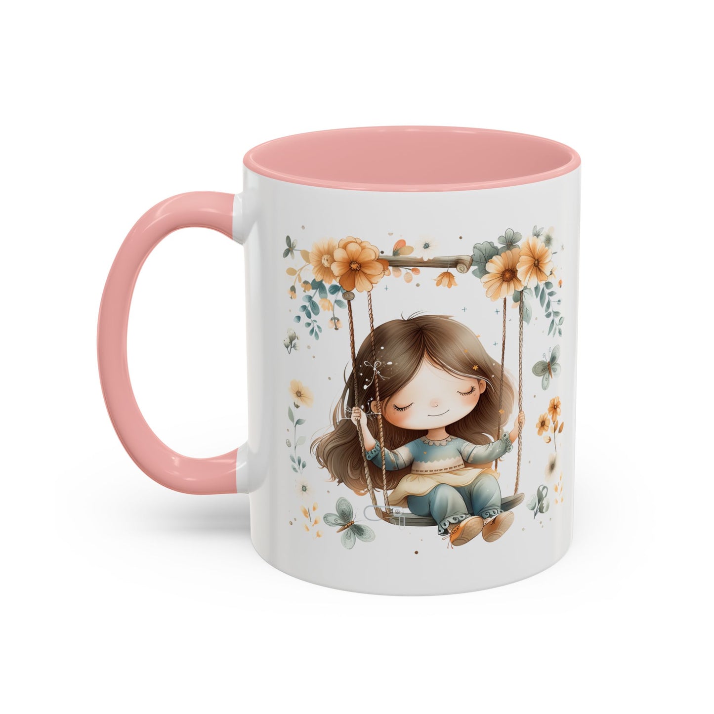 Whimsical Floral Swing Accent Coffee Mug, Cute Gift for Tea Lovers, Cozy Home Decor, Ideal for Birthdays, Mother’s Day, Girlfriend Gift