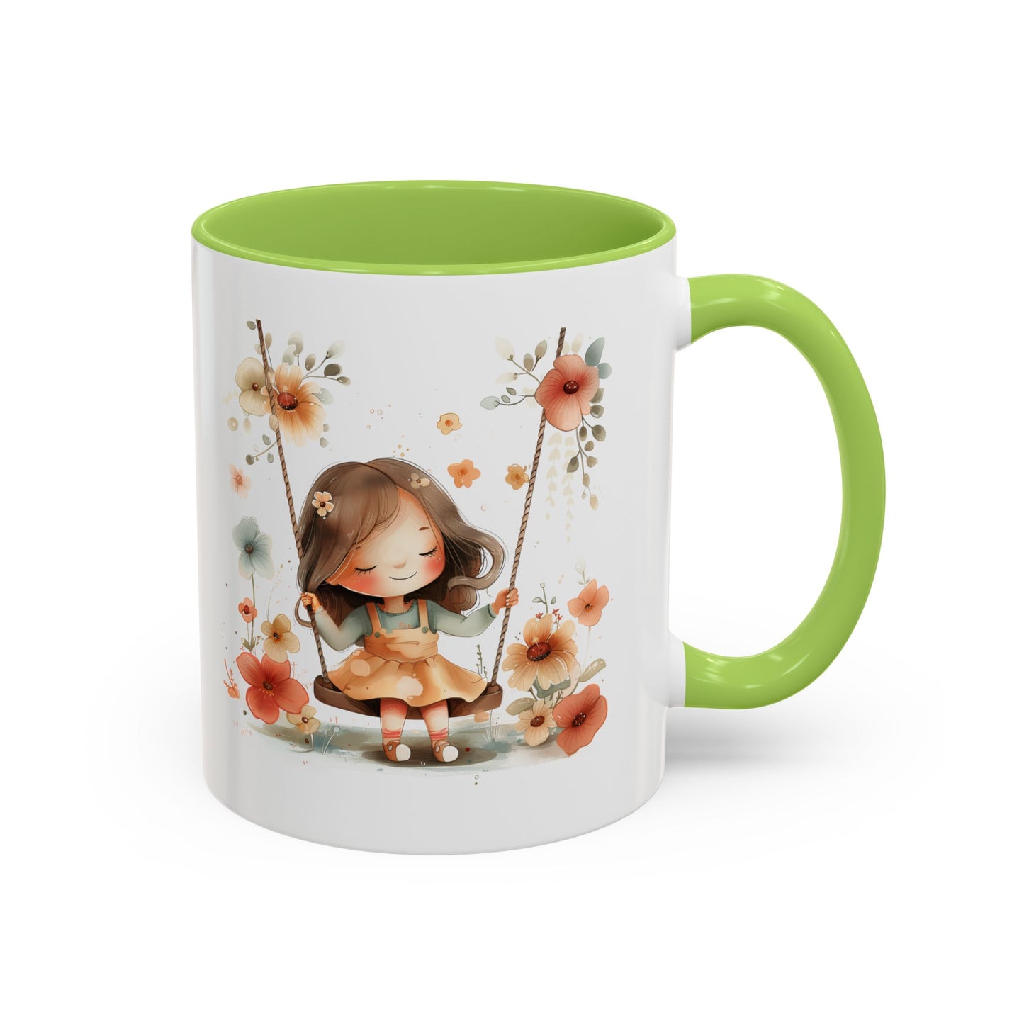 Floral Swing Coffee Mug - Whimsical Flower Design, Cute Gift for Tea Lovers, Boho Kitchen Decor, Birthday, Mother's Day