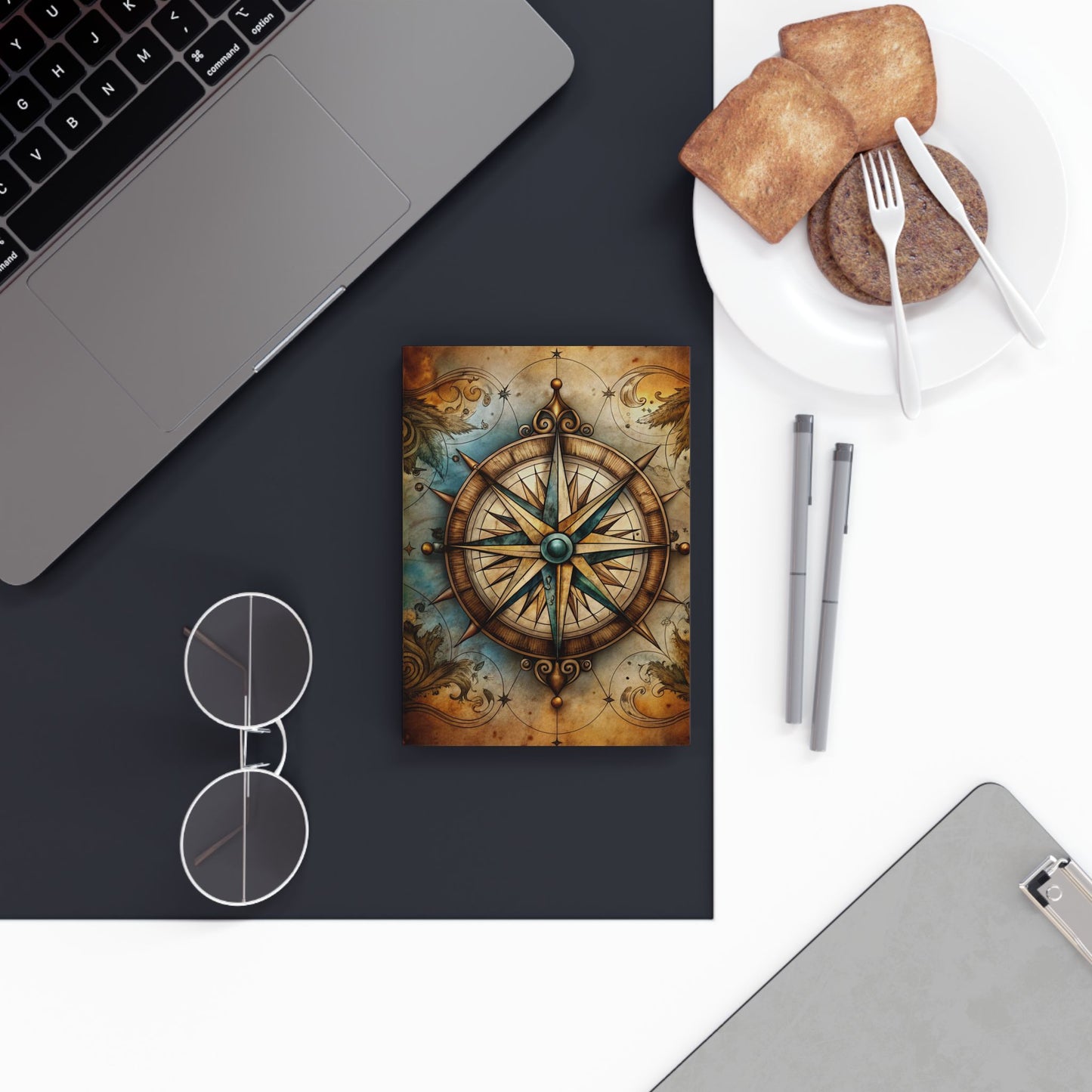 Compass Themed Hard Backed Journal, Travel Notebook, Writing Diary, Gifts for Explorers, Adventure Log