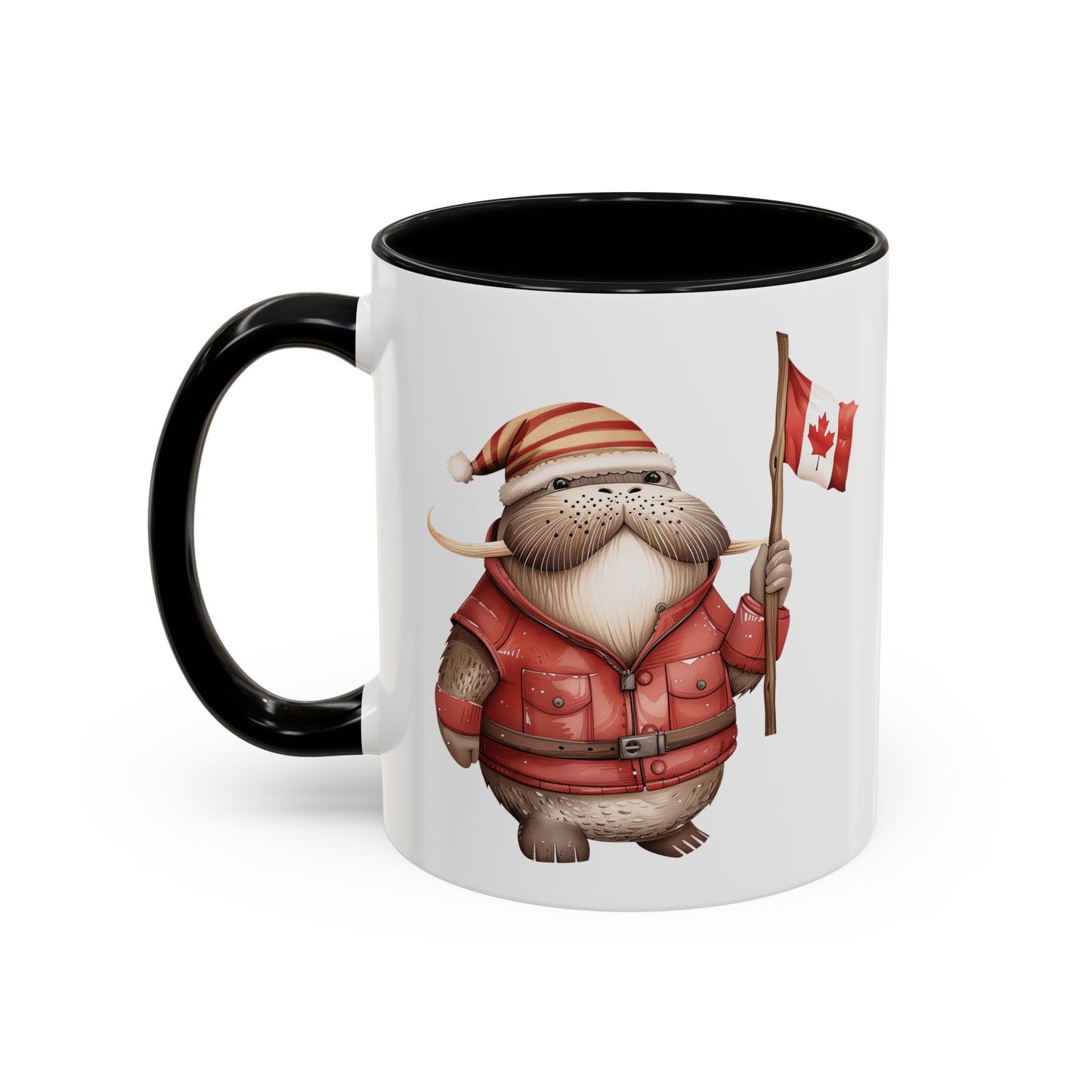 Canadian Holiday Accent Coffee Mug - Adorable Walrus with Flag, Gift for Canada Day, Cute Decor, Coffee Lover, Kitchen Accessory