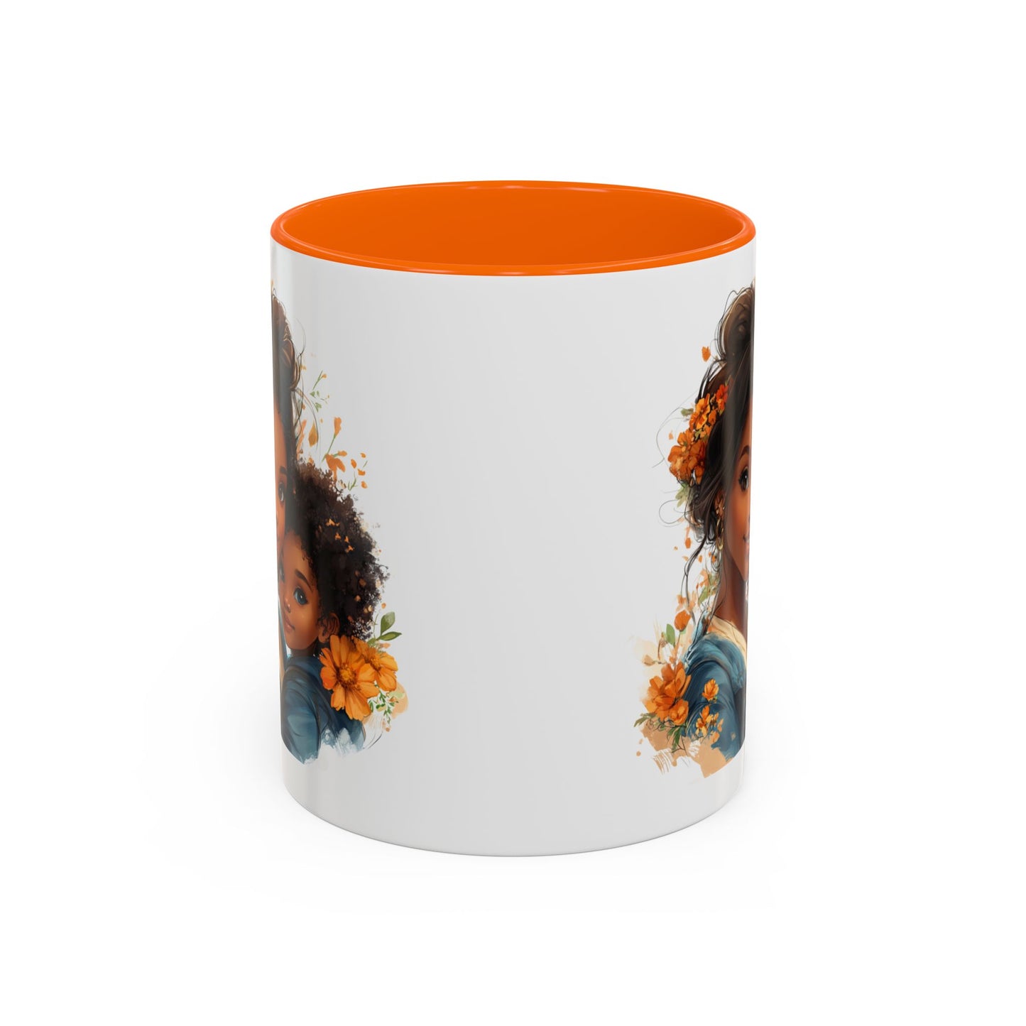 Embrace Love Accent Coffee Mug, Floral Mug, Motherhood Gift, Family Bonding, Personalized Drinkware