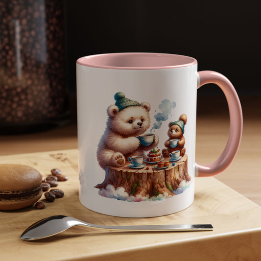 Whimsical Bear Tea Party Mug | Cute Animal Lover Coffee Cup, Gift for Kids, Nursery Decor, Birthday, Holiday Essentials