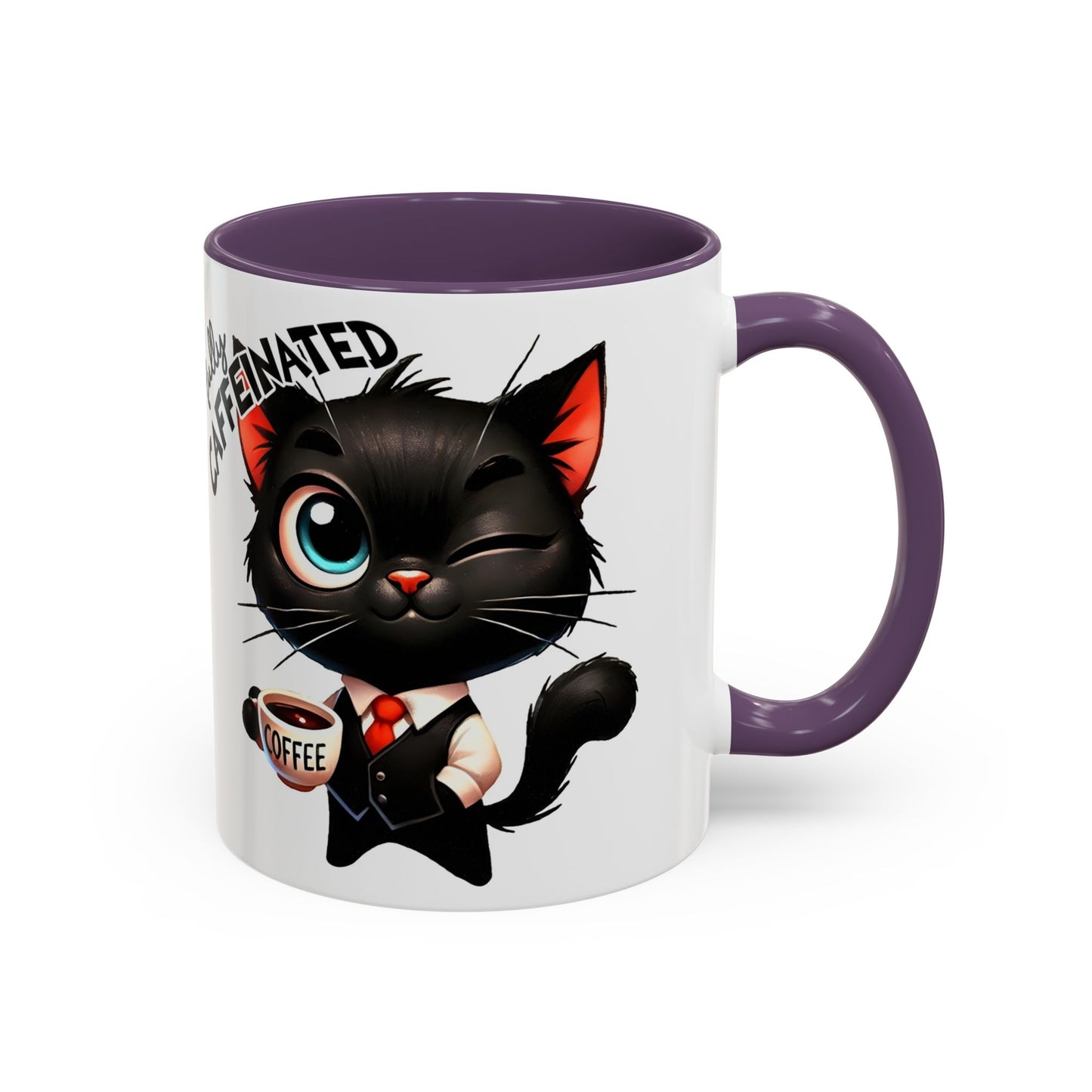 Whimsical Cat-Themed Coffee Mug, Fully Caffeinated, Gift for Cat Lovers, Fun Kitchen Decor, Birthday Gift, Unique Coffee Lover Mug