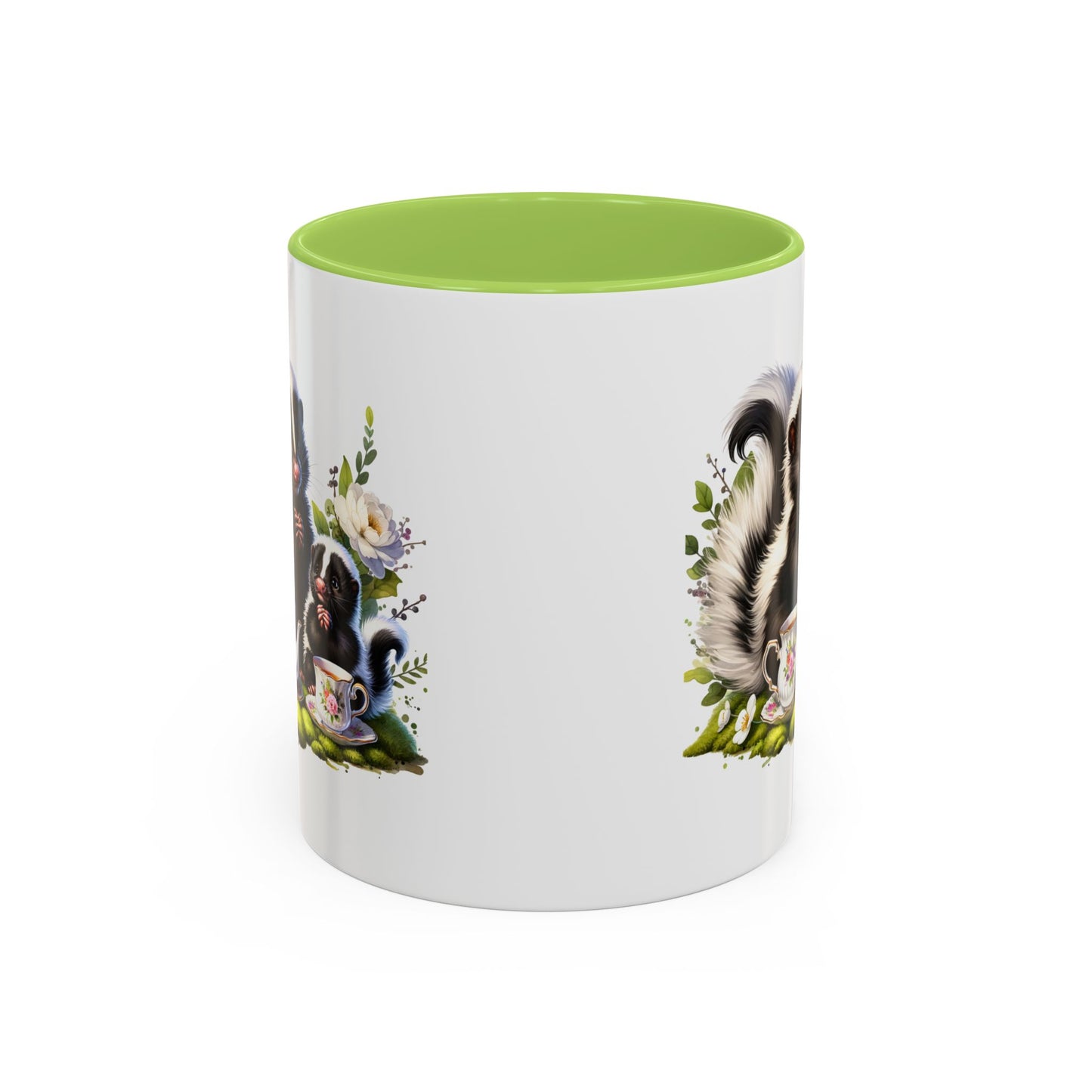 Whimsical Skunk Accent Coffee Mug - Cute Animal Art, Gift for Nature Lovers, Floral Design, Tea and Coffee Enthusiasts, Home Decor
