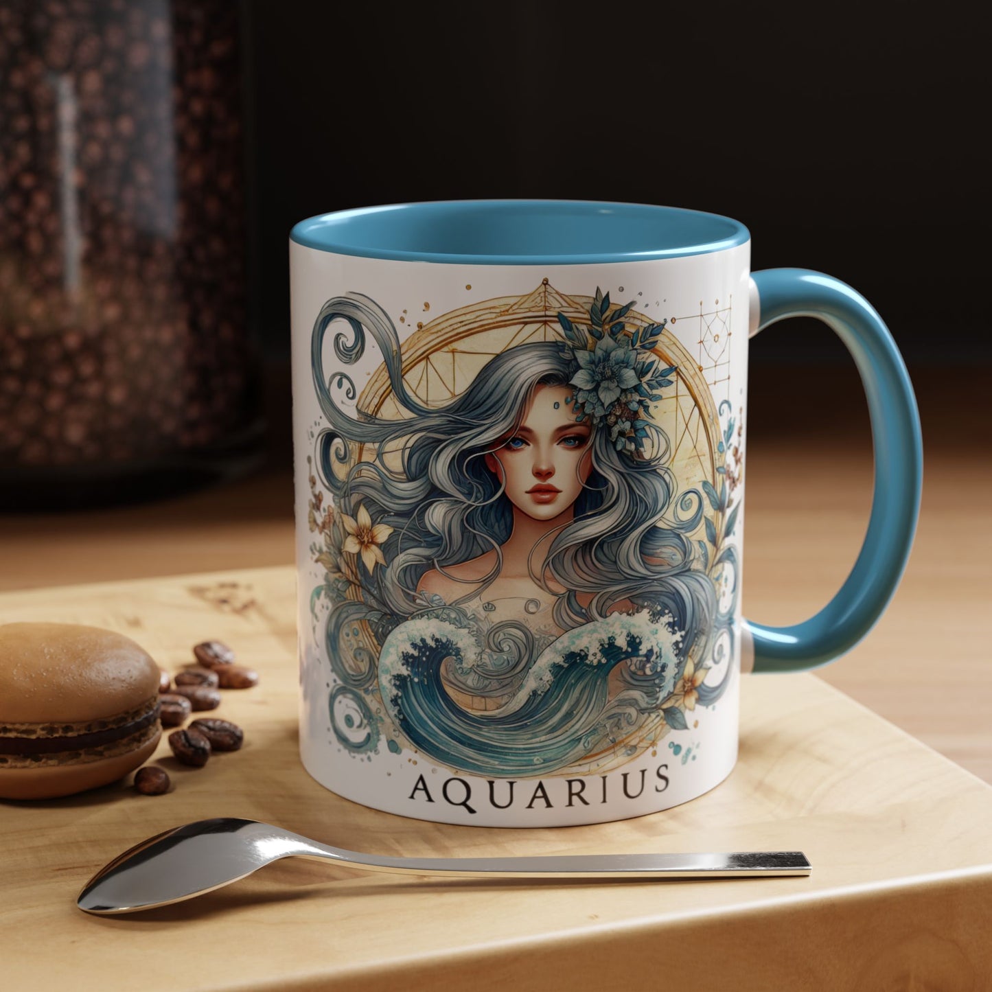 Astrological Aquarius Coffee Mug - Zodiac Sign Design, Perfect for Astrology Lovers