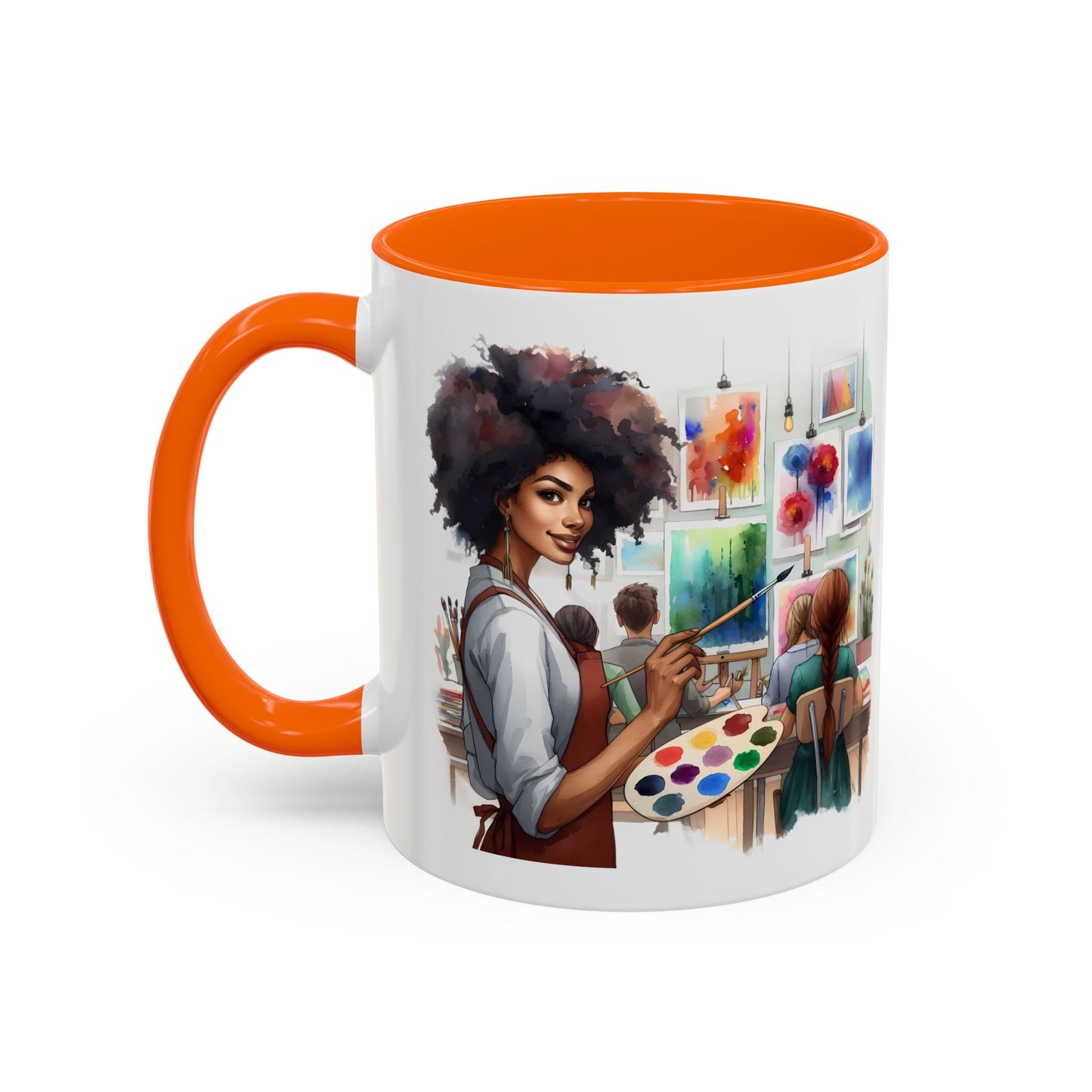 Artistic Creative Coffee Mug for Artists, Unique Mug Gift, Black Handle Ceramic Cup, Inspirational Art Lover Drinkware, Paint Palette Design