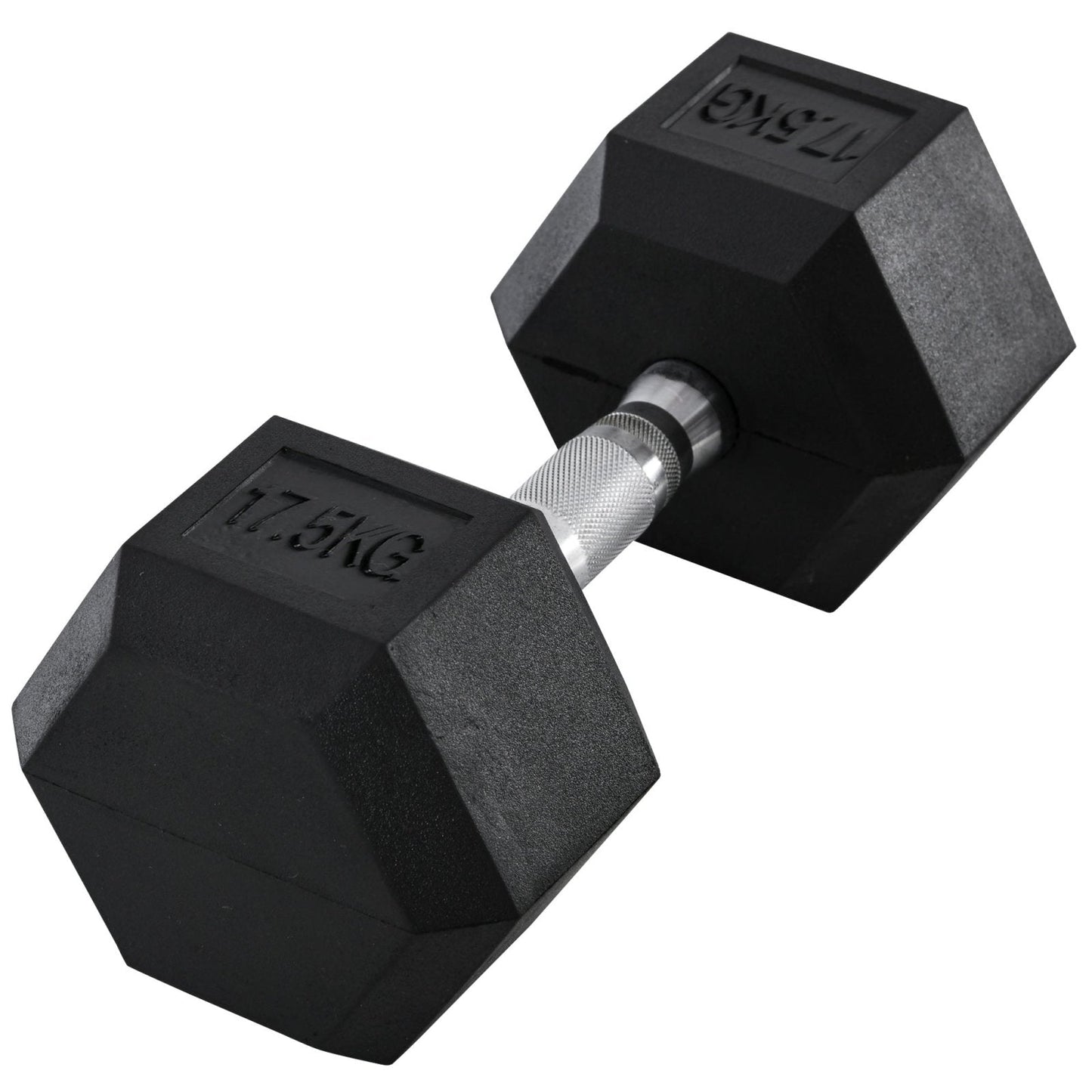 17.5KG Single Rubber Hex Dumbbell - Durable Portable Hand Weight-0