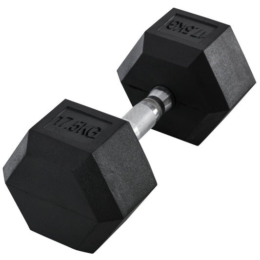 17.5KG Single Rubber Hex Dumbbell - Durable Portable Hand Weight-0