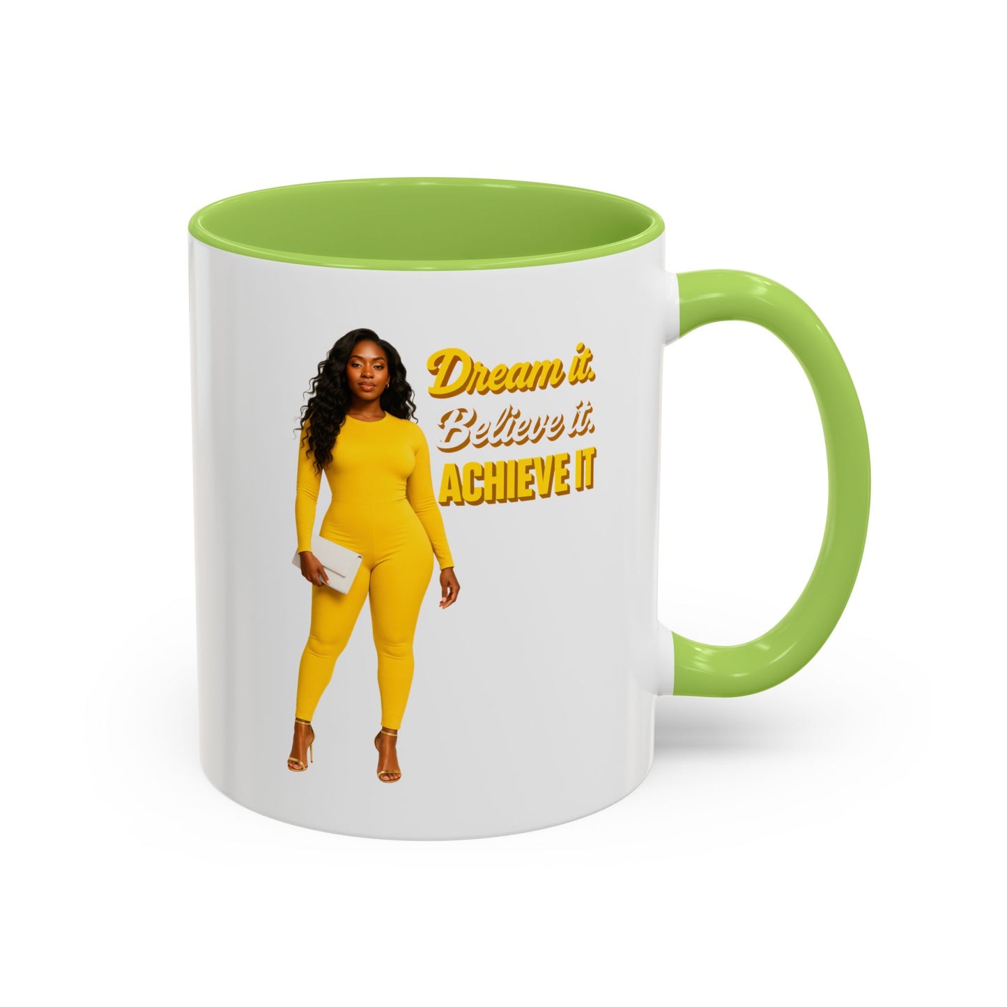 Inspiring Accent Coffee Mug - Dream It, Believe It, Achieve It, Motivational Gift, Coffee Lovers, Home Office Decor