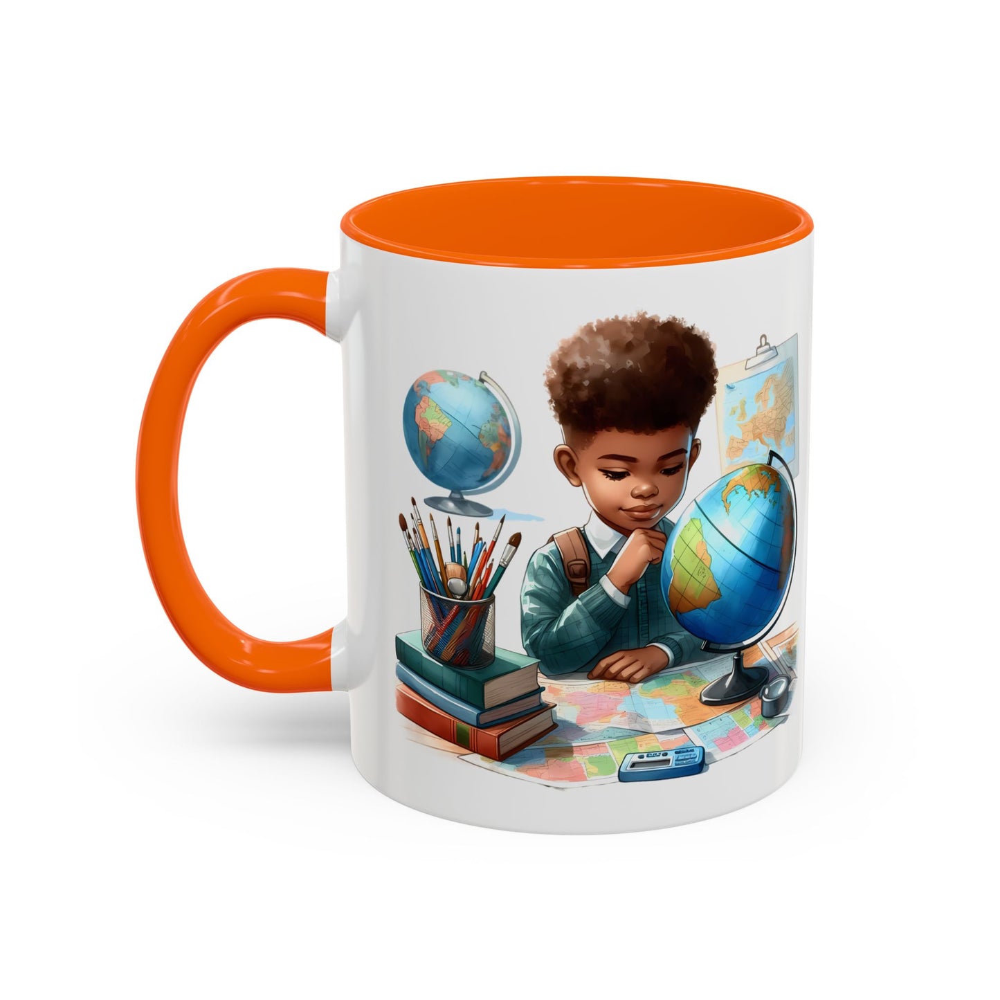 World Explorer Accent Coffee Mug - Perfect for Students, Travel Lovers, Teachers, Back to School, Gift for Kids