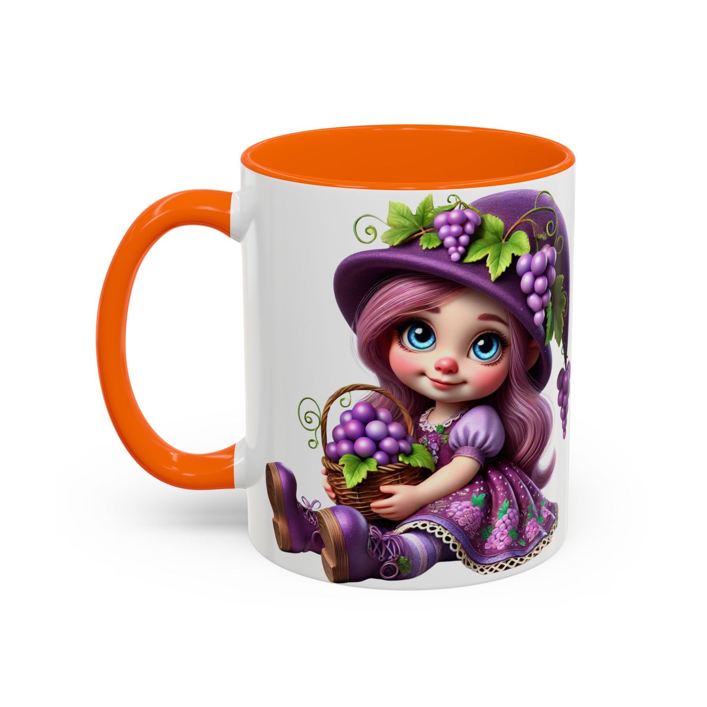 Whimsical Grape Girl Coffee Mug - Fun 11oz & 15oz Accent Mugs for Kids and Wine Lovers