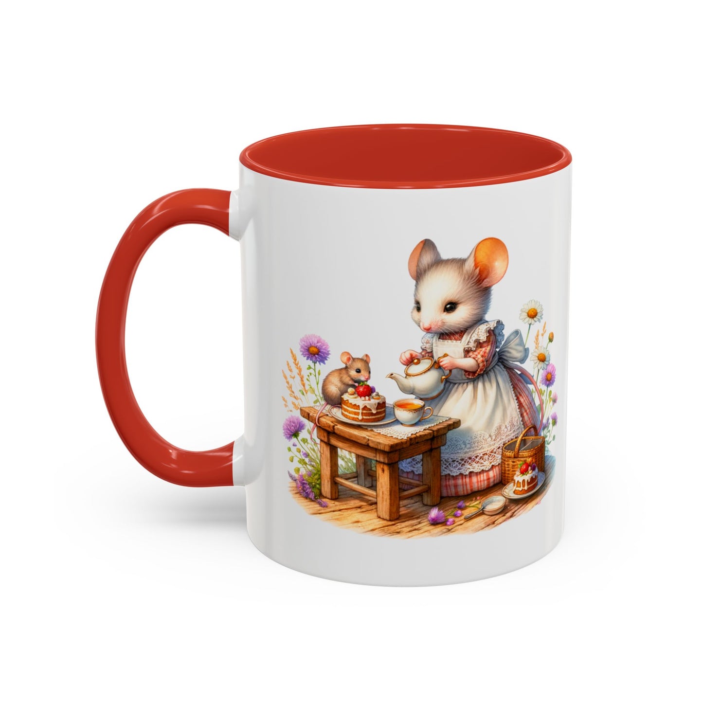 Adorable Mouse Kitchen Coffee Mug, Cute Animal Mug, Gift for Baking Lovers, Cozy Home Decor, Kitchenware, Tea Mug, Floral Design