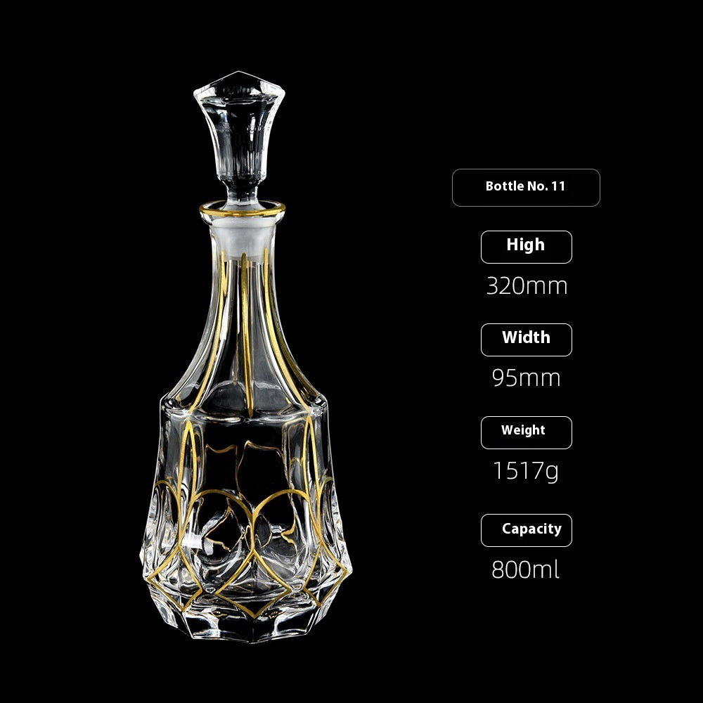 Gold Drawing Line Foreign Wine Bottle Crystal Glass Creative Whiskey Bottle