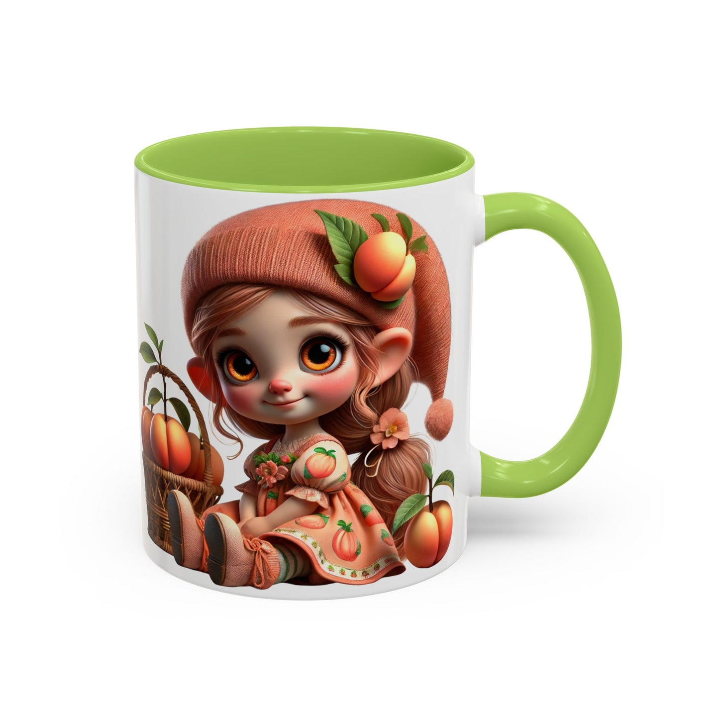 Cute Peach Character Accent Coffee Mug - Ideal for Cozy Mornings