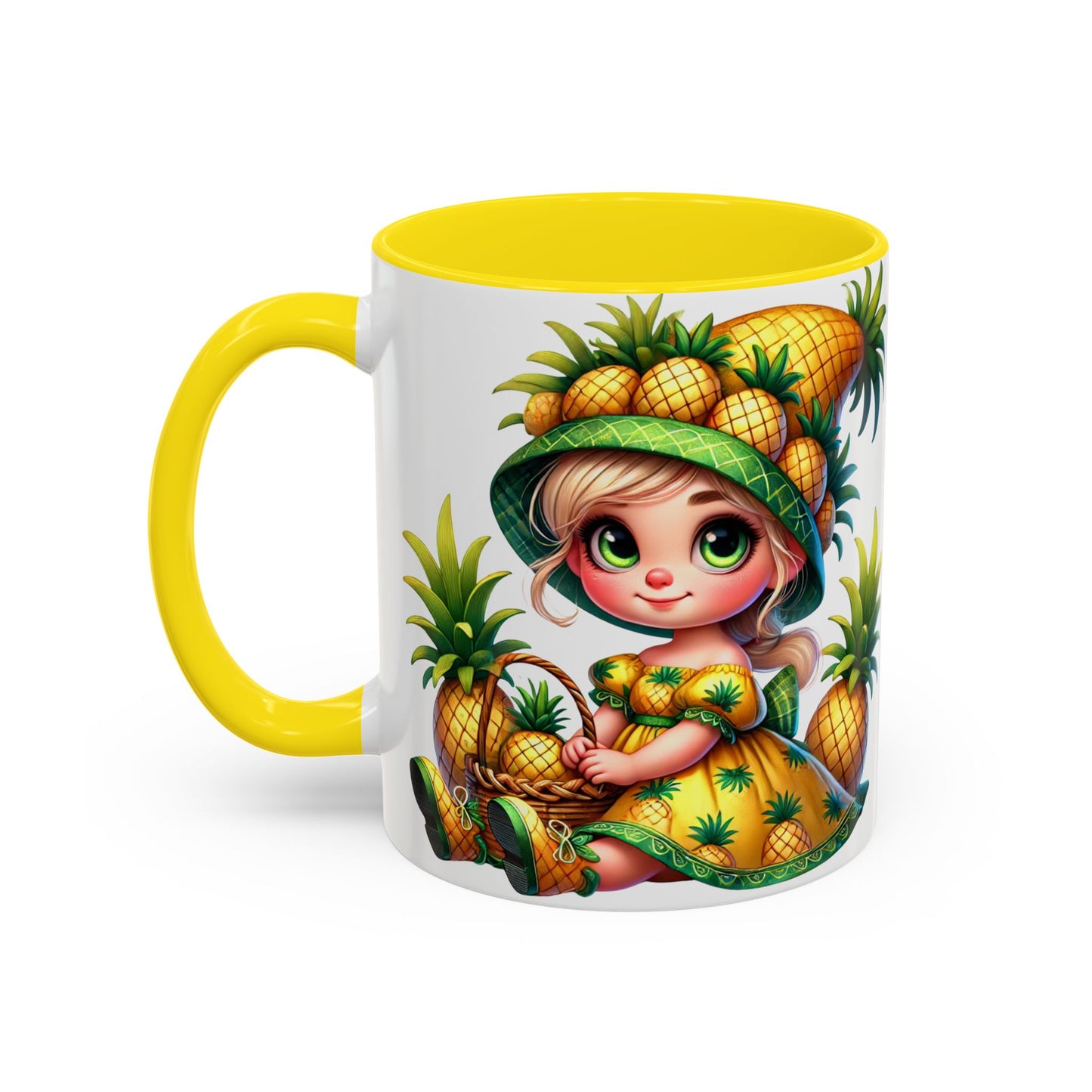 Pineapple Paradise Accent Coffee Mug - Cute Tropical Design, 11oz & 15oz